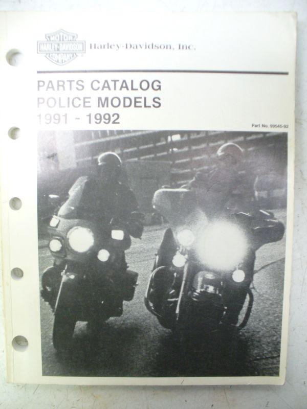 Harley 1991-92 flhtp fxrp models parts catalog; 99545-92.