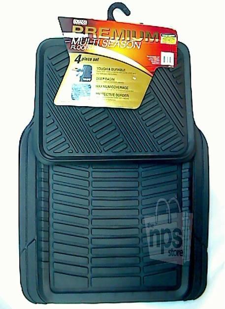 4 pc. kraco premium multi season floor mats black trim to fit 20" x 28.5" new