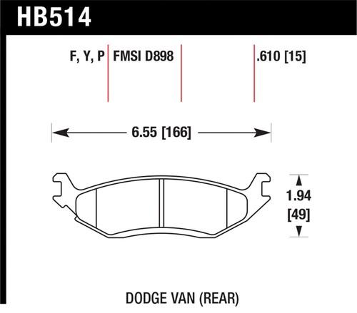 Hawk performance hb514y.610 disc brake pad 03-08 ram 1500 pickup ram 1500 van