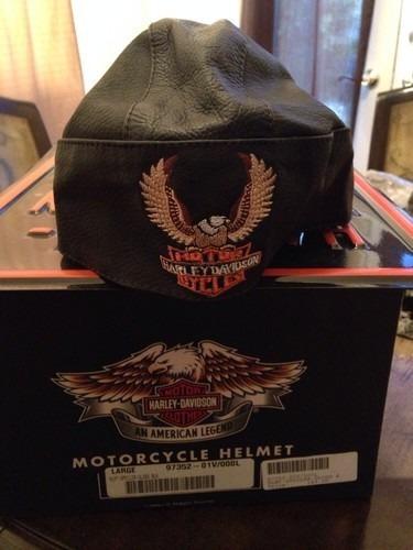 Never used harley davidson leather skull cap+ skull dust bandit