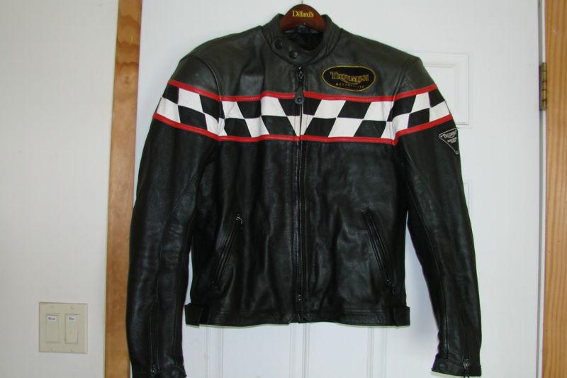 Triumph triple t connection leather riding jacket size 42 large 