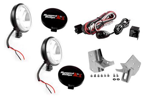 Rugged ridge 12495.07 - windshield fog light kit w stainless steel mounts