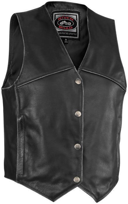 River road rambler distressed leather motorcycle vest black women's 2xl/xx-large