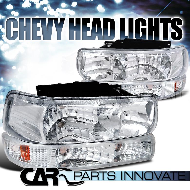 99-02 silverado 00-06 suburban tahoe clear crystal headlights+bumper signal