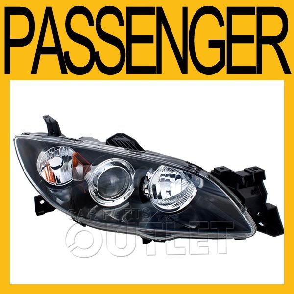 04-09 mazda3 4dr sedan passenger side head light right halogen lamp lens housing