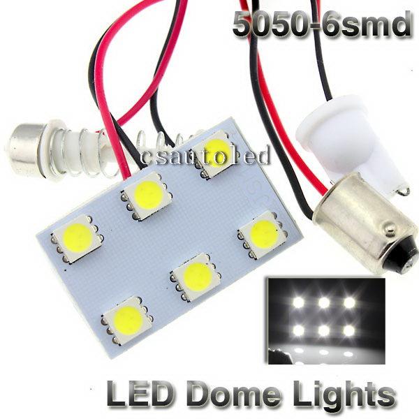 10pcs t10 ba9s 6led 5050 6smd white interior room domedoor car lights panel lamp