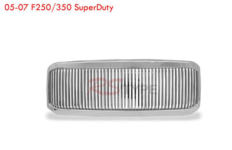 2005 2006 2007 f250 f350 superduty excursion vertical chrome hood grill grille