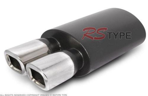 2.5" inlet/3" outlet  muffler  with dual chrome  tip and matte black canister