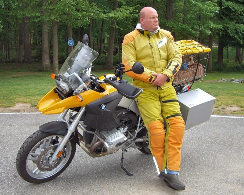 Aerostich roadcrafter 2-piece hi-viz yellow motorcycle jacket pants suit 48l