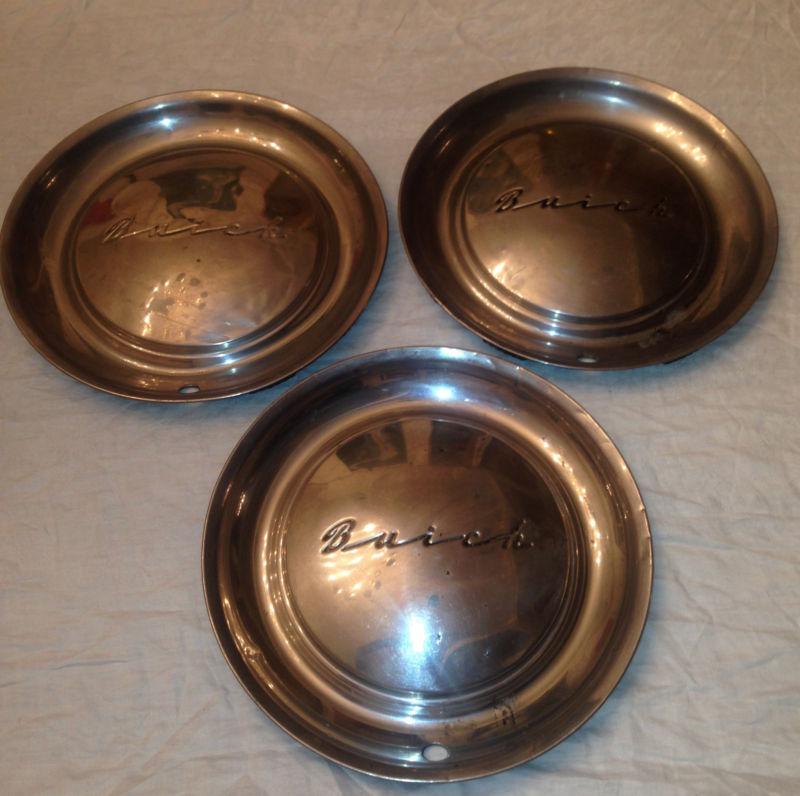 3 vintage buick hub caps; 15" diameter