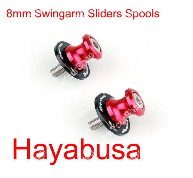 8mm swingarm sliders spools suzuki hayabusa gsxr1300 1997-2011 red