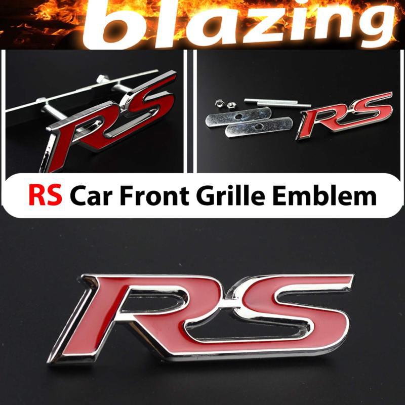 Hot red rs metal hood front grille grill race running badge emblem decal