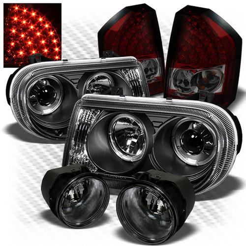 08-10 300c black projector headlights + r/s led perform tail lights + fog lights