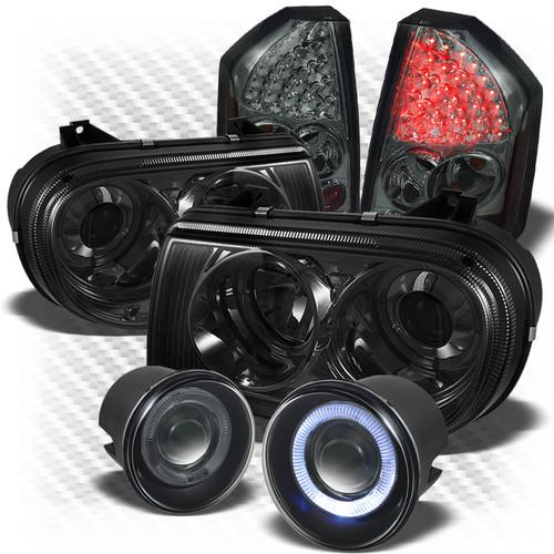 08-10 300c smoked pro headlights + led perform tail lights + projector fog light