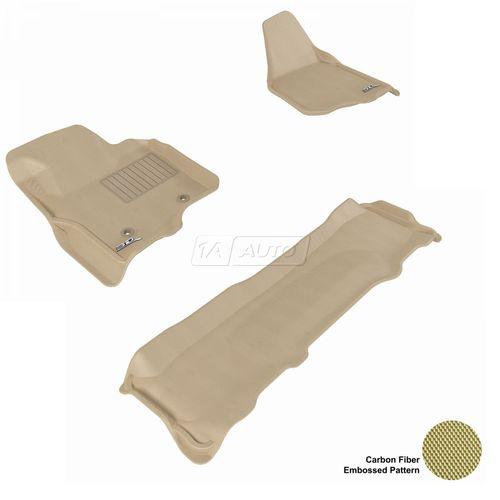 Custom fit floor liner front rear tan set for 11-13 f250 350 supercrew crew cab