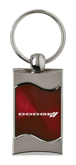 Dodge stripes burgundy rectangular wave key chain ring tag key fob logo lanyard