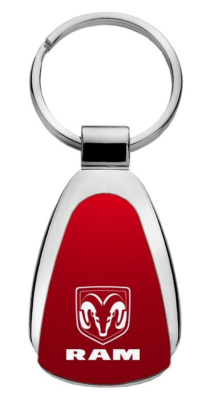 Dodge ram red tear drop metal keychain car ring tag key fob logo lanyard