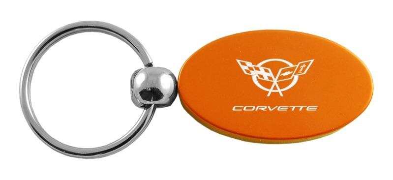 Chevrolet chevy corvette c5 orange oval key chain ring tag key fob logo lanyard