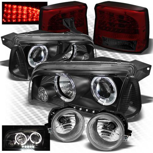 09-10 charger black pro headlights + r/s led perform tail lights + fog lights