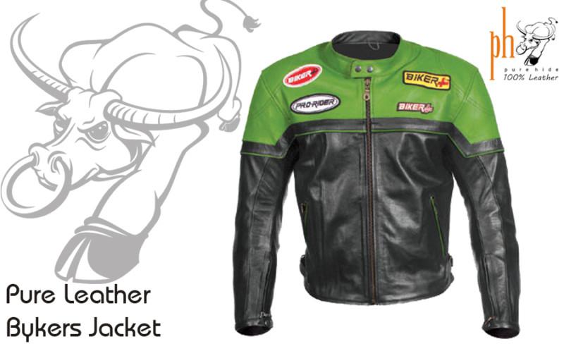 Green_black motorcycle_leather_jacket_men_biker_jacket_motorbike_jacket s_m_l_xl