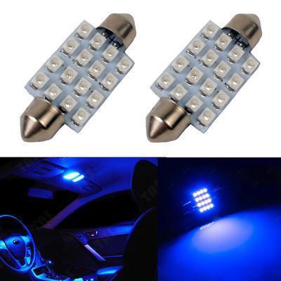 2x blue 41mm 1.72" 16smd car led festoon dome map interior light bulbs 211 578