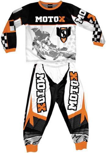 Smooth industries playwear moto x child poly 2pc pajamas,black/white,size- 14-16