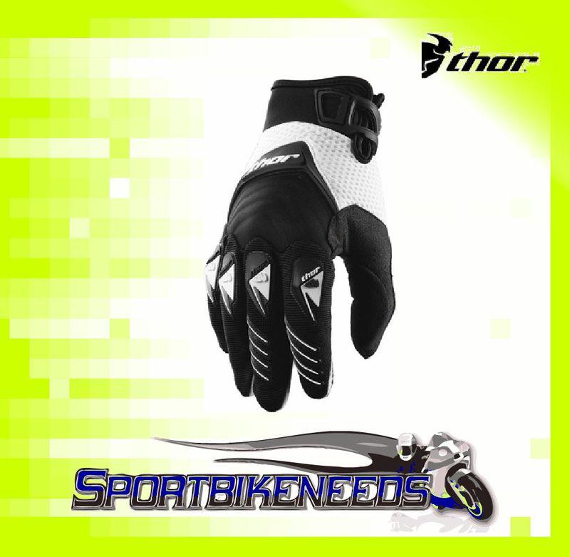 Thor 2012 deflector gloves black white small s sm