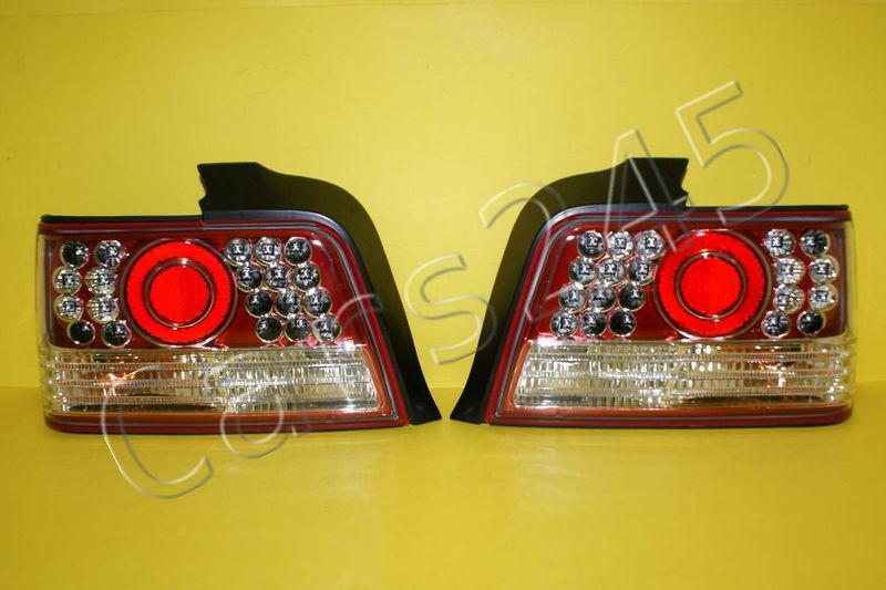 Bmw 3-series sedan 1991-1998 e36 led rear lamps tail lights clear red / crystal