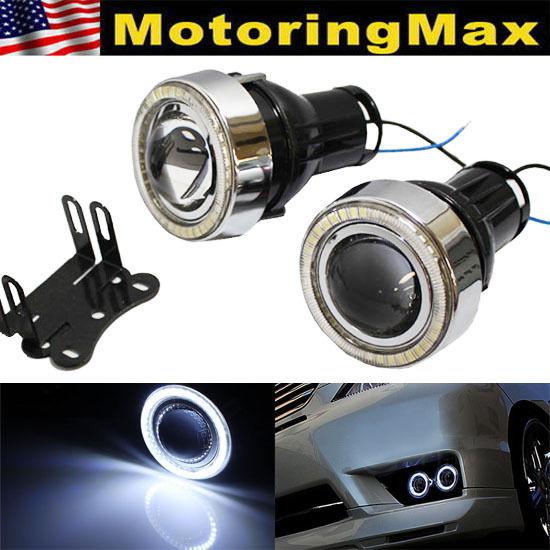 3" projector hid-ready fog lamps w/ 40-led halo angel eyes rings for car suv