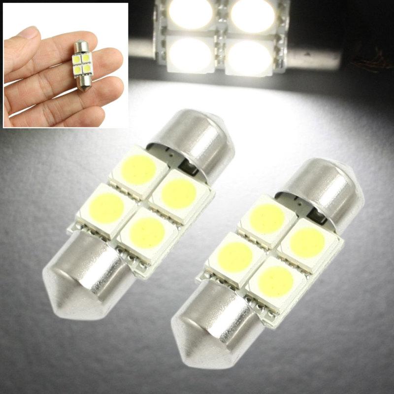 2 pcs white 30mm 5050 smd 4 car interior dome map festoon led light bulb