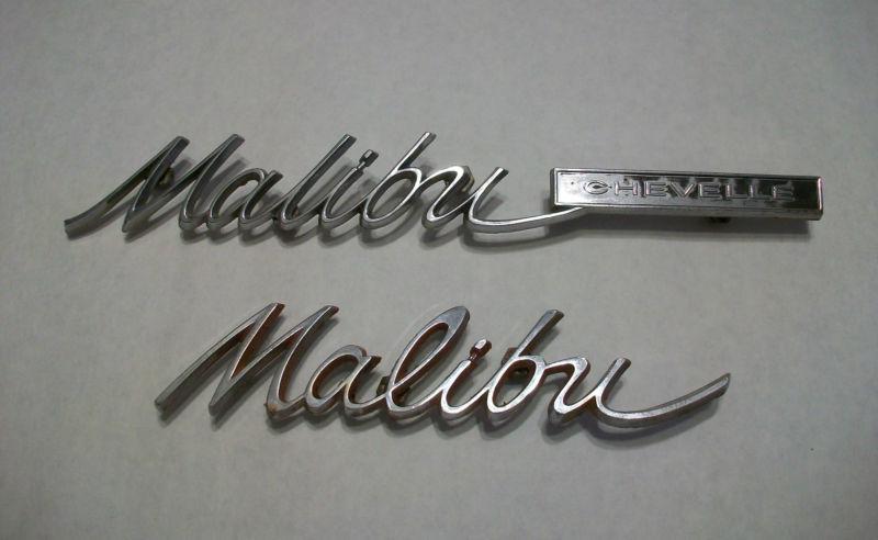 Malibu chevelle & malibu emblem trim script metal nameplate ornament