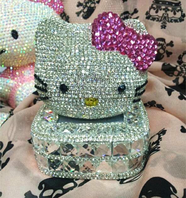 3d bling hello kitty car home air freshener perfume crystal refillable diamonds