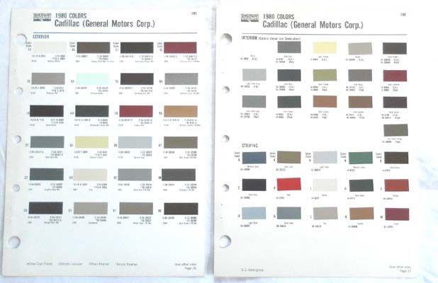 1980 cadillac sherwin williams color paint chip chart all models original 