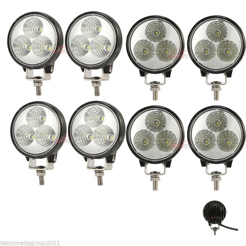 8x universal 4x4 9w led off road work light truck driving van fog drl black lamp