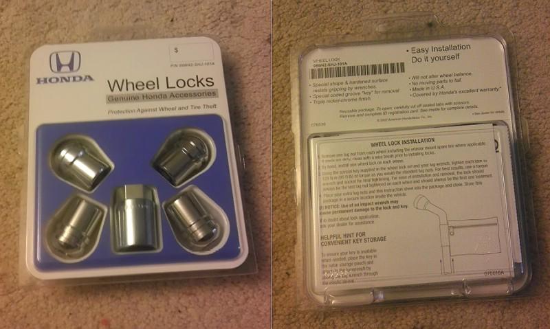 New oem wheel locks with key for honda pilot odyssey ridgeline