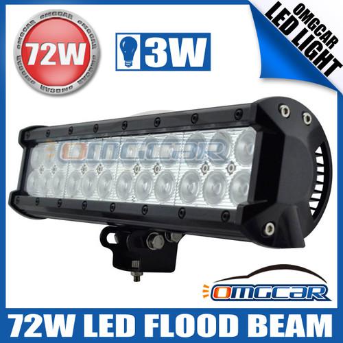 12inch 72w cree led work light bar 5040lm flood lamp 4x4 driving offroad lights