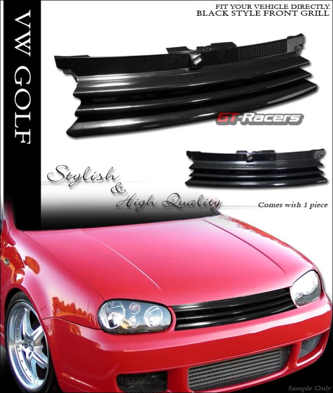 Black horizontal sport front hood bumper grill grille 1999-2005 vw mk4 golf gti