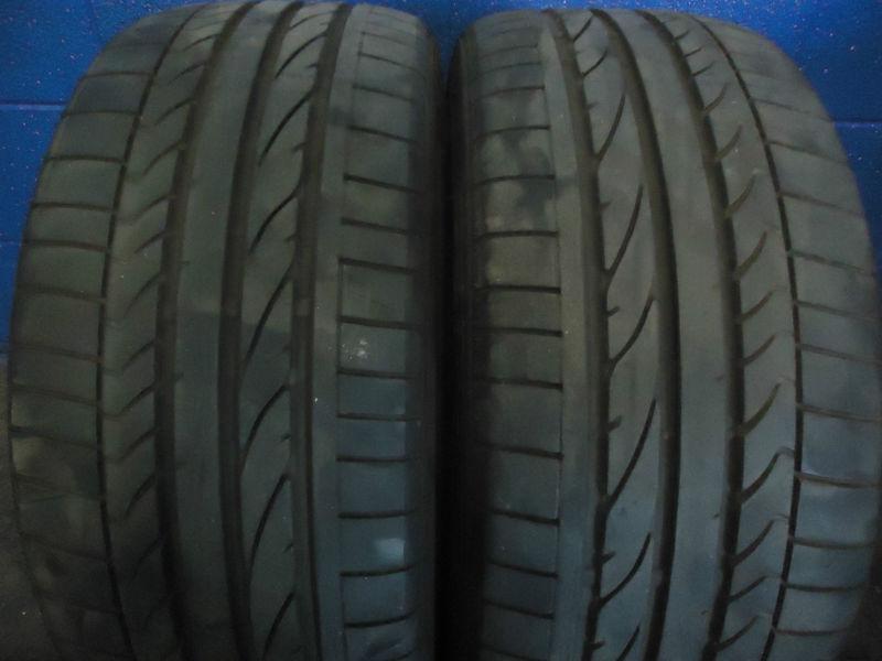 2x 225/45r17 used bridgestone potenza runflat tire 70-75%  sku # 580 camber wear