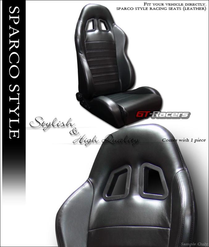 1x sp sport style jdm black pvc leather racing bucket seat w/slider for toyota