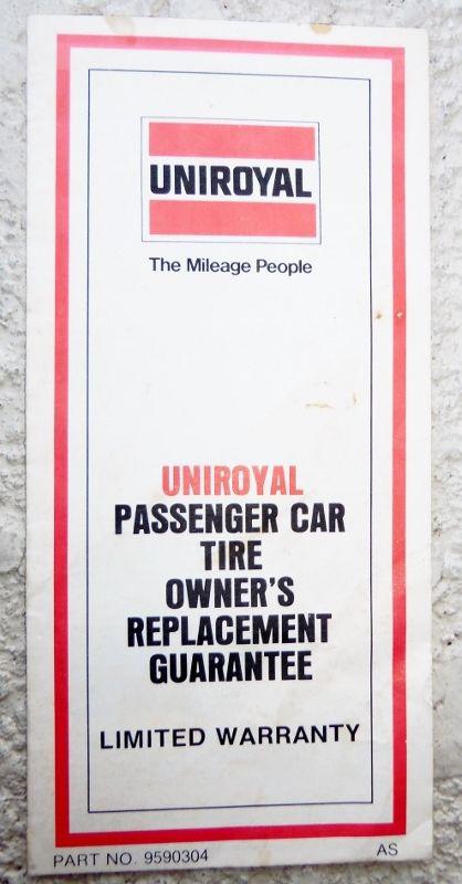 Uniroyal tire warranty brochure for 1977 chevrolet cars and trucks