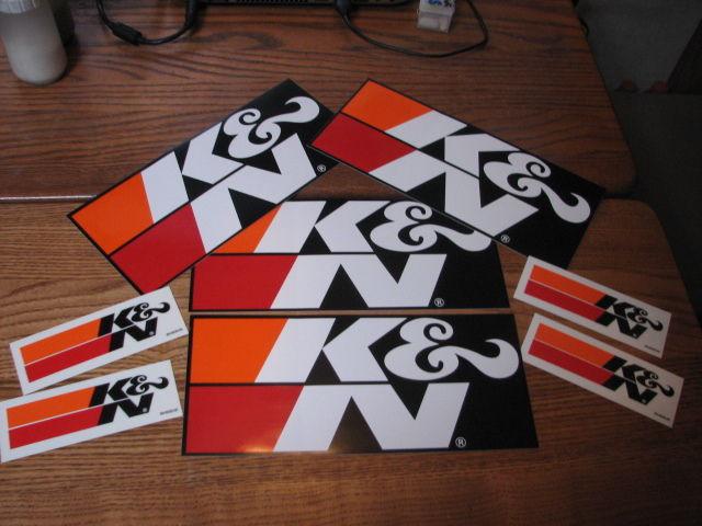 K & n bumper stickers and small ones