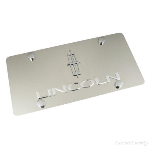 Lincoln chrome logo + name on polished license plate