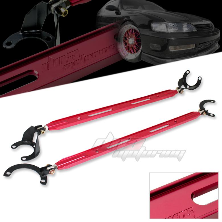 90-97 honda accord cb red 40mm aluminum front tower+rear upper strut bar/brace