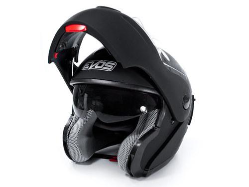 Dot flip up modular snowmobile dual clear & smoke visor helmet matte black - m