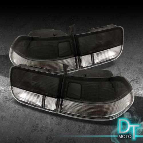 Smoke 92-95 civic 2/4dr sedan coupe tail lights lamps 4pcs 2dr 4dr smoked