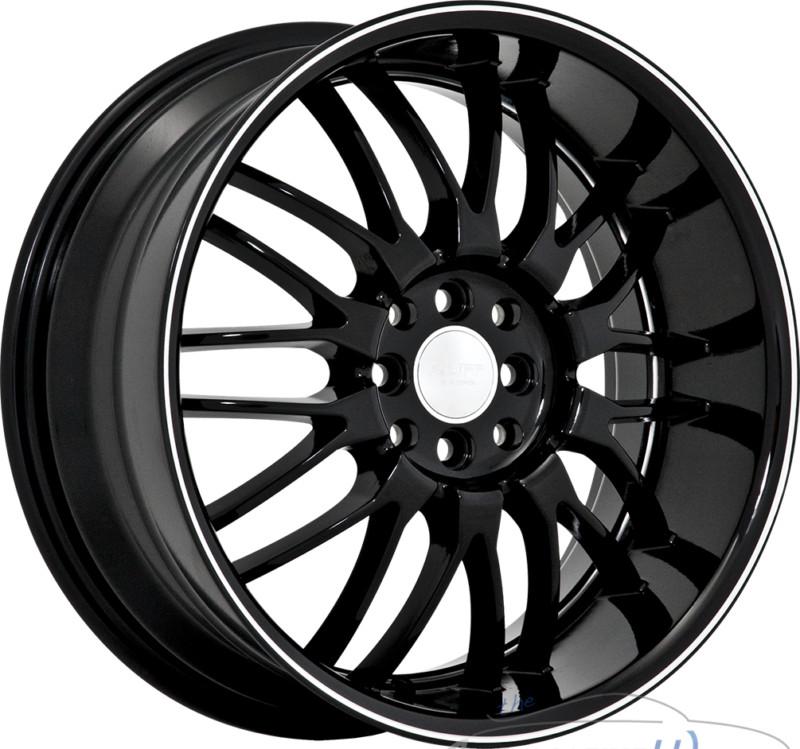 1 - 18x8 ruff r951 5x100 5x114.3 5x4.5 +38mm gloss black machined rim wheel 18"