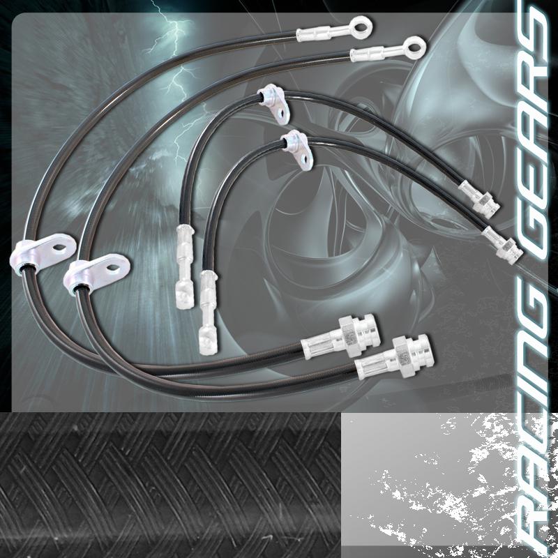 97-01 honda prelude bb6 h22a4 black front rear stainless steel hose brake line