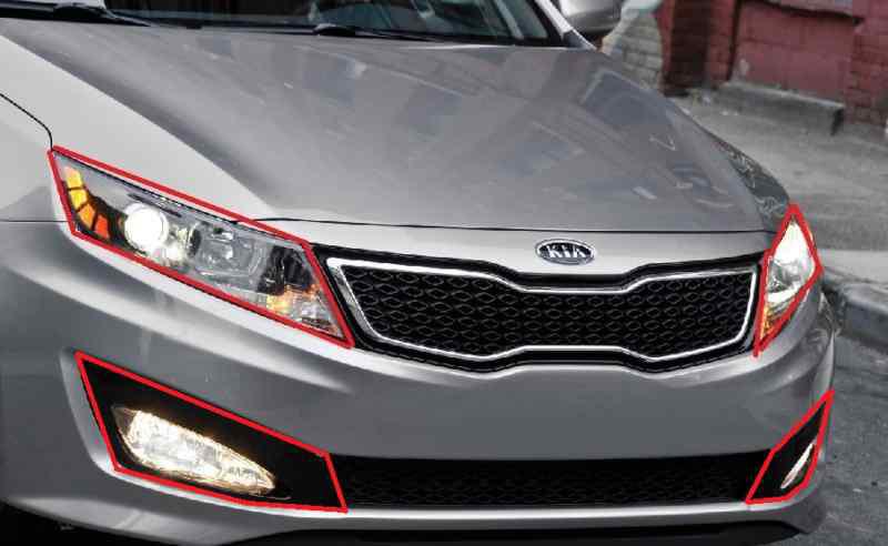 Kia optima 2011-2013 head and fog light protection bra 3m ventureshield film