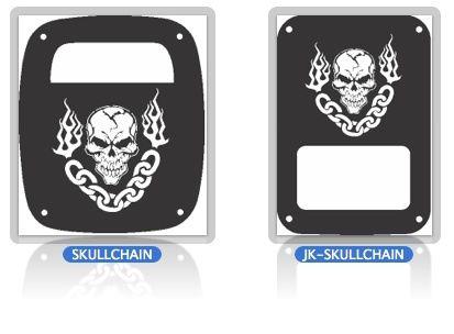 Jeep tail light covers skull chains flames cj yj tj jk models black decorative