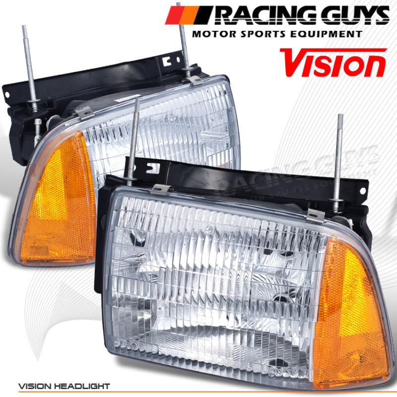 New vision left+right head lights amber corner signal lamps assembly replacement